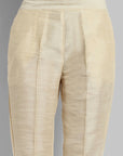 Ivory Boat Neck Kurta with Elasticated Pant - Set of 2