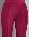 Hot Pink Boat Neck Kurta with Elasticated Pant - Set of 2