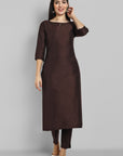 Choclate Brown Kurta with Elasticated Pant