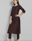 Choclate Brown Kurta with Elasticated Pant