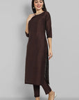 Choclate Brown Kurta with Elasticated Pant