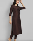 Choclate Brown Kurta with Elasticated Pant
