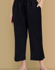 Black Basic Straight Palazzo Pant with Pockets
