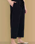 Black Straight Palazzo Pant with Pockets