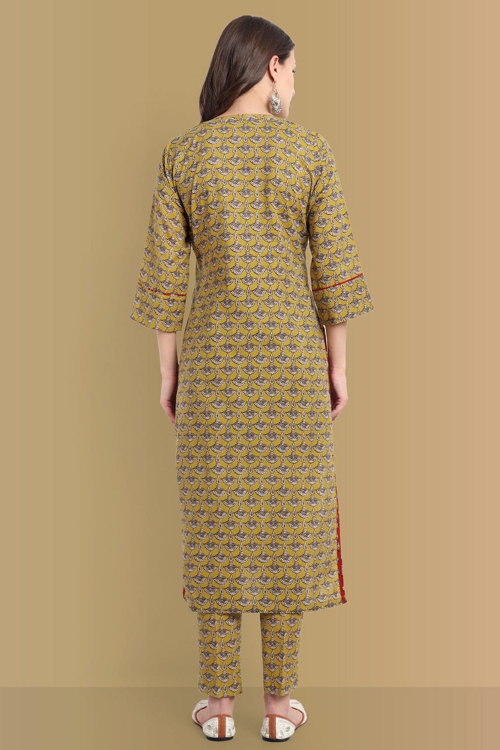 Meera Straight Ajrak Kurta with Neck Detailing