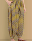 Mustard Mosaic Ajrak A Line Kurta with Harem Pant - Set of 2