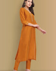 Mustard Color Kurta with Penny Embroidery Set of 2 - Perfect Blend of Comfort and Style