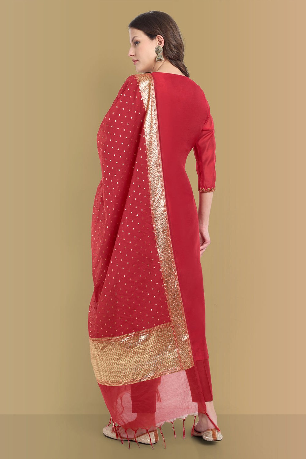 Gulaab Khass Chanderi Kurta with Dupatta and Pants