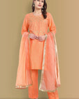 Peach Or Gray Embriodery Kurta and Straight Pant - Set of 2