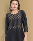 Peach Or Gray Embriodery Kurta and Straight Pant - Set of 2