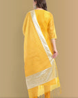 Yellow Haldi Chanderi Suit with Dupatta - Set of 3