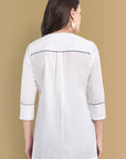 White Tunic Kurta with Check Detailing