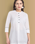 White Tunic Kurta with Check Detailing