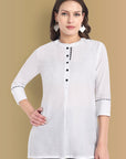 White Tunic Kurta with Check Detailing