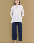 White Tunic Kurta with Check Detailing