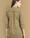 Mustard Mosaic Ajrak Short Kurta