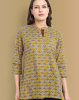 Mustard Mosaic Ajrak Short Kurta