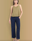 Mustard and Green Ajrakh Pure Cotton Spaghetti