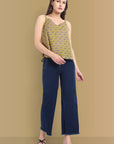 Mustard Ajrakh Noodle Strap Top