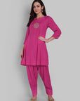 Zikr Hot Pink Kalidar Kurta with Lahori Shalwar - Set of 2
