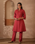 Rozana Brick Red Kurta & Pant - Set of 2