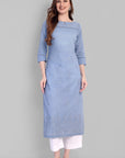blue Long chikankari Kurta and pant