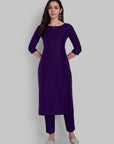 Key Hole Jamun Boat Neck Style With Elasticated Pant - Set of 2