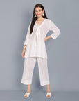 White Cotton Front Knot Top - Mera Rang