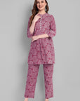 Handcrafted Embroidery Cotton Pink Co-ord Set