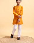 Mustard Cotton Silk Kurta & Pajama Set