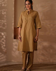 Rozana Tan Color Kurta & Pant - Set of 2