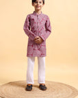 Pink Ajrak Cotton Kurta & Pajama Set