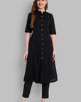 Black Cotton Kurta with Pant Set
