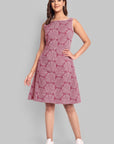 Cotton Pink Ajrak A Line Dress