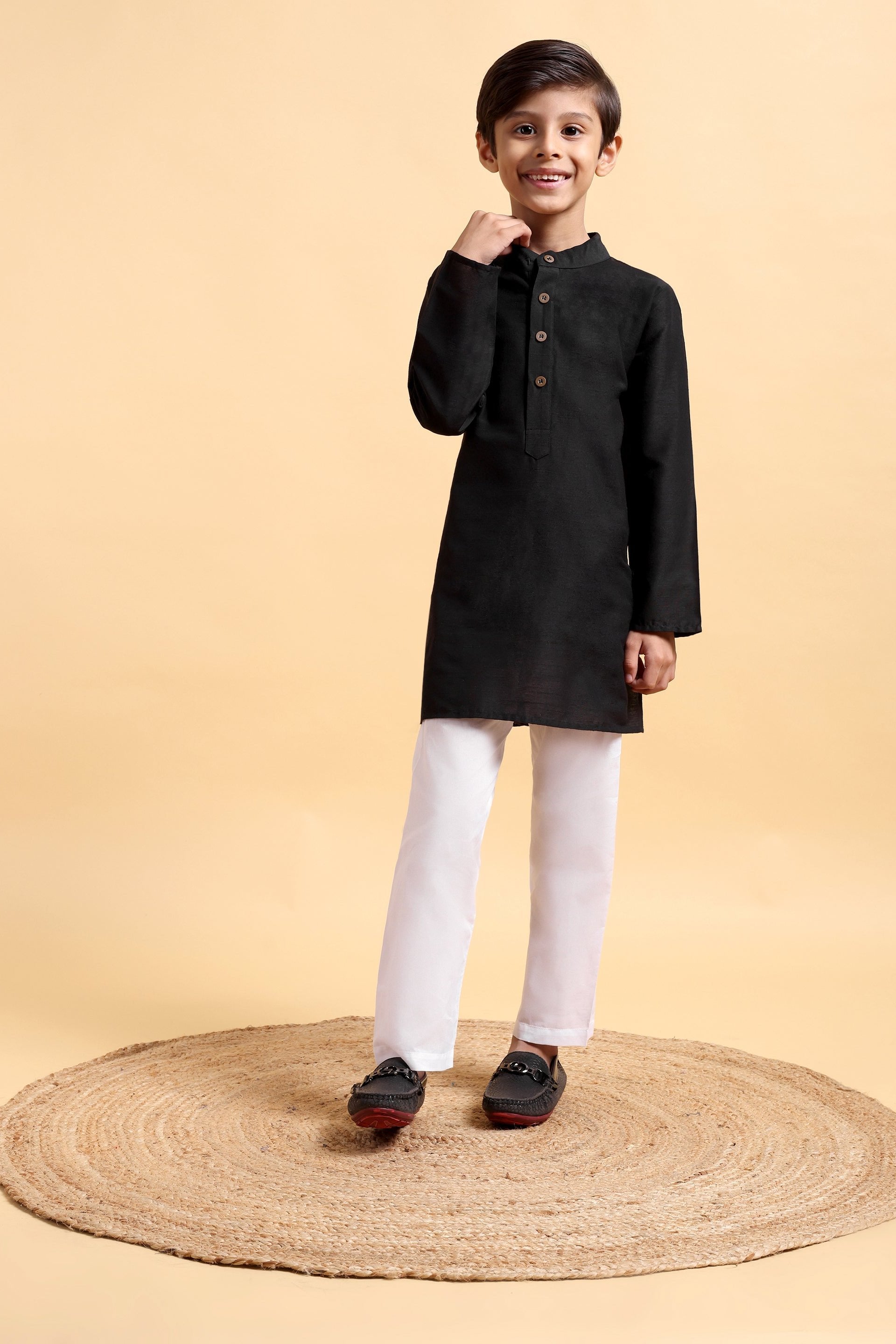 Boys Cotton Silk Kurta & Pajama