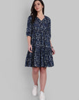 Indigo V neck graduated dress