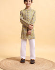 Boys Mustard Ajrak Kurta and Pajama
