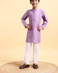 Mauve Cotton Silk Kurta & Pajama Set