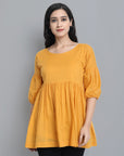 Mustard Mul Cotton Tunic - Mera Rang