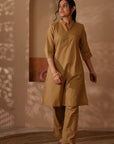 Rozana Tan Color Kurta & Pant - Set of 2