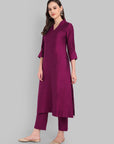 Suhana Purple V-neck Kurta & Pant - Set of 2