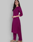 Dopahar Purple Kurta with Gota Twist & Chiffon Dupatta - Set of 3