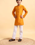 Mustard Cotton Silk Kurta & Pajama Set