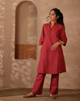 Rozana Brick Red Kurta & Pant - Set of 2