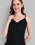 Basic Noodle strap Black Mul Cotton Top