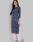 Meera Straight Indigo Kurta with Neck Detailing