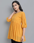 Mustard Mul Cotton Tunic - Mera Rang