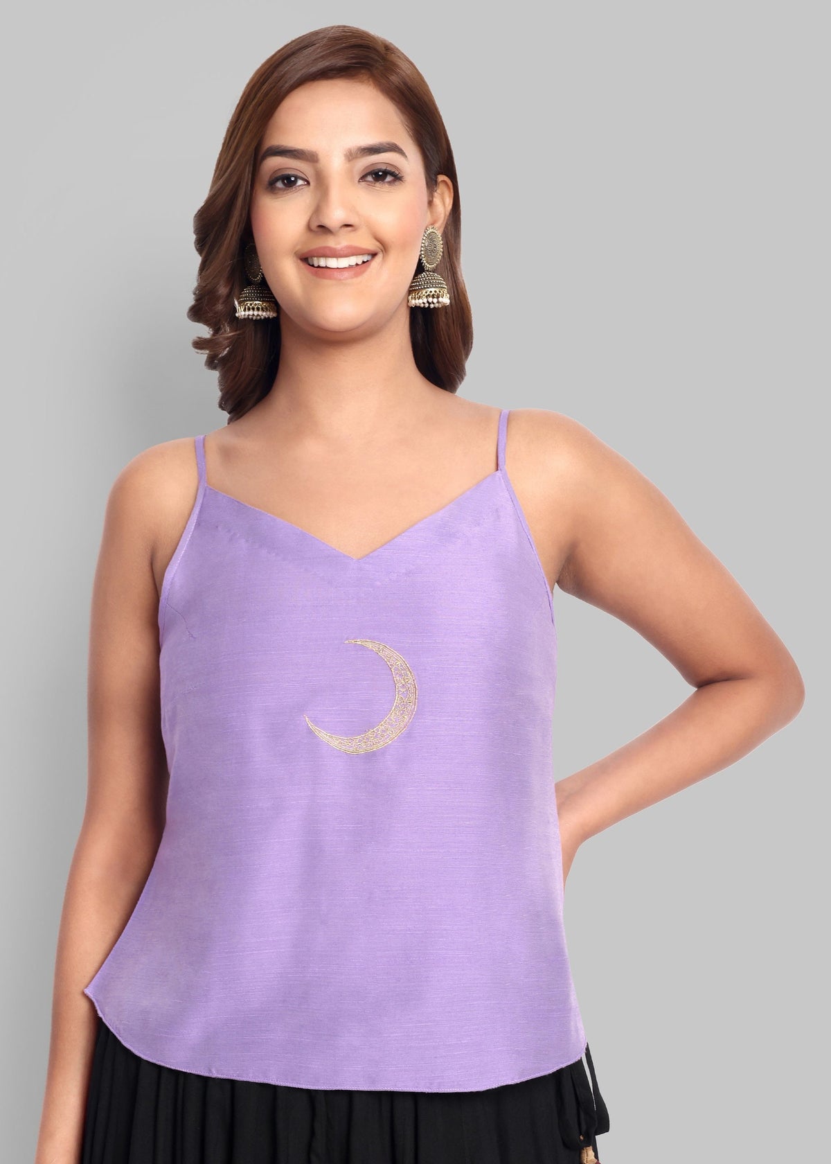 Mouve Cotton Silk Embroidery Top