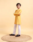 Yellow Embriodery Cotton Silk Kurta & Pajama Set