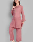 Pink Mul Embriodery Co-ord Set